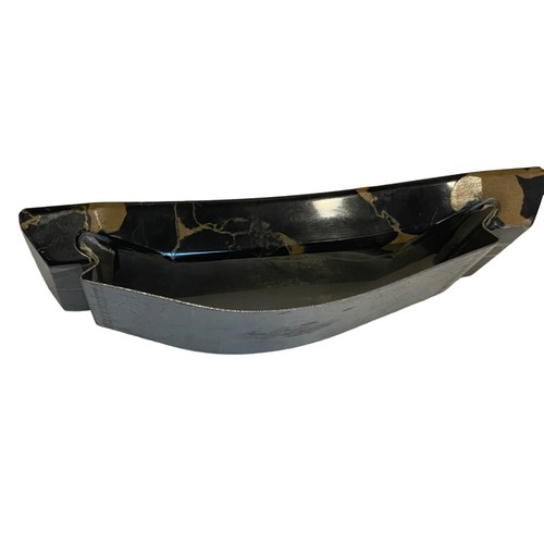 Vintage Art Deco Nero Portoro Marble Inkwell & Blotter Desk Set Black Gold Italy - Picture 13 of 18