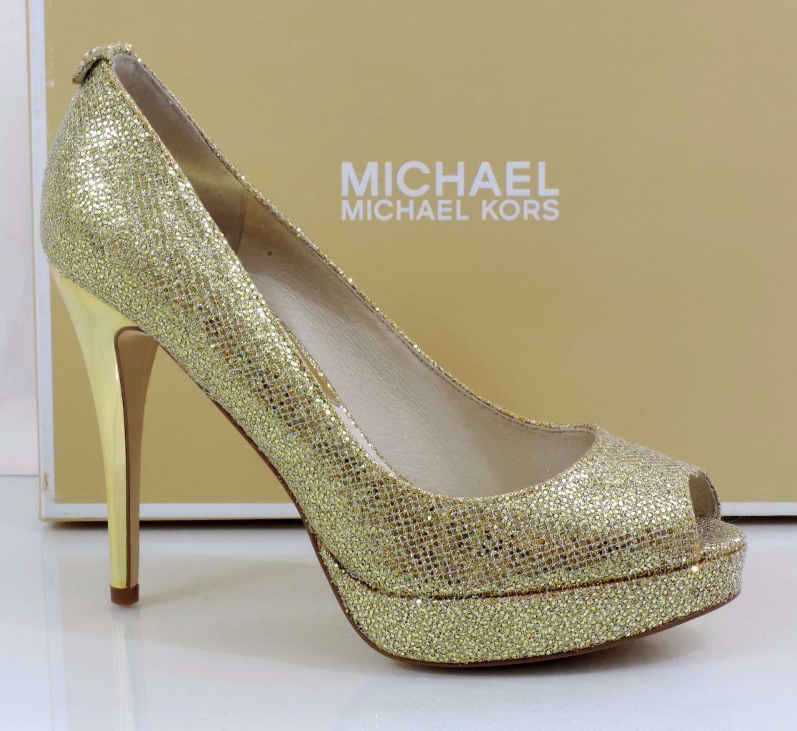 michael kors gold glitter pumps