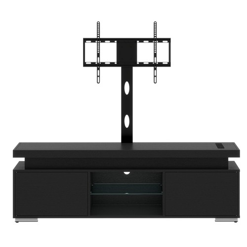 Black TV Stand with Mount Power Outlet LED Storage for 50 to 70 inch TVs Console - Picture 6 of 9