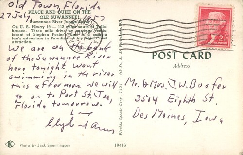 Old Town,FL Dixie County Florida 50s Postcard - Picture 2 of 2