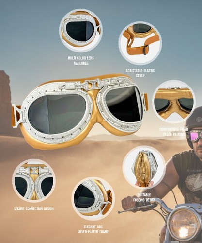 New CRG Vintage Bike Aviator Pilot Motorcycle Cruiser Scooter Goggles T08 Series - Picture 107 of 124