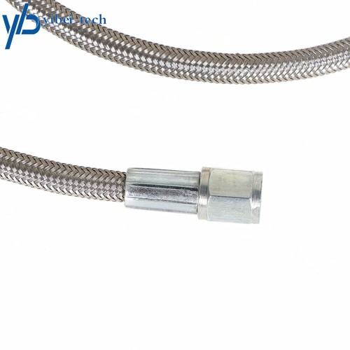 4AN 90 Degree Straight Turbo Oil Feed Line 48" Length Hose Steel Braided 1pc - Imagen 8 de 8