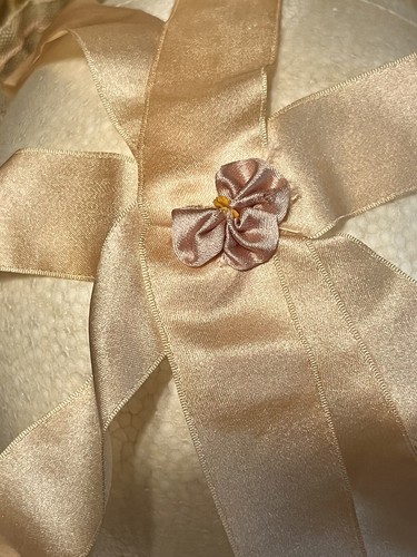 Vintage 1925 Simonettes Silk And Lace Boudoir Cap Light Peach Silk Ribbons - Picture 9 of 13