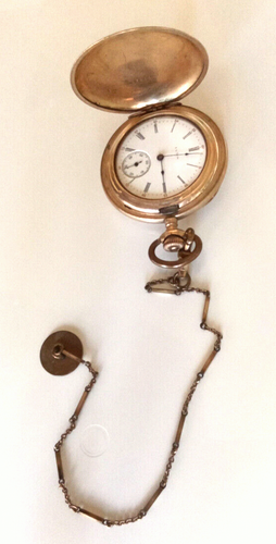 1905 ANTIQUE ELGIN 14K GOLD FILLED POCKET WATCH FULL HUNTER CASE GRADE 295 - Picture 6 of 13