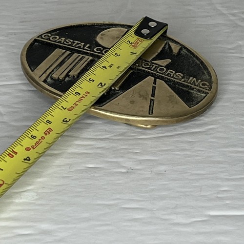 Vintage CC Coastal Contractors MCM 100% Brass Belt Buckle DynaBuckle Provo Utah - Picture 7 of 7