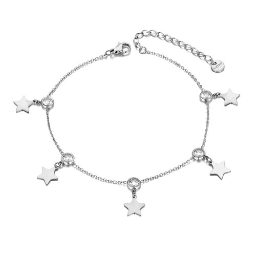 Minimalist CZ Star Charm Anklet Adjustable Foot Jewelry Gift for Women Gift - Picture 3 of 7