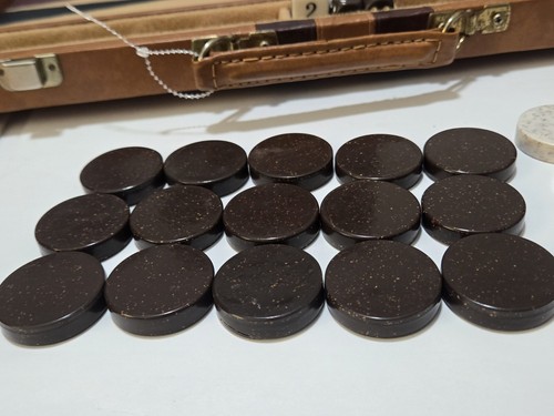 Vintage Cardinal Backgammon Set Spotted White & Brown Pieces 1.5 Inch - Picture 10 of 14