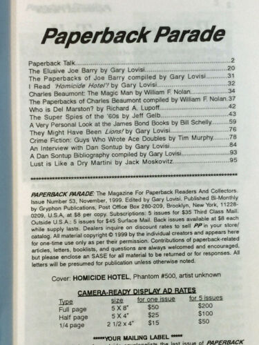 PAPERBACK PARADE #53 1999 William F Nolan James Bond 007 Mystery Noir Crime wow! - Foto 2 di 5