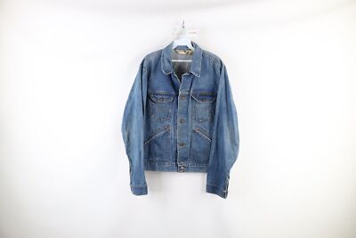 Vintage 70s Streetwear Mens 44 Distressed 14 oz Denim Trucker