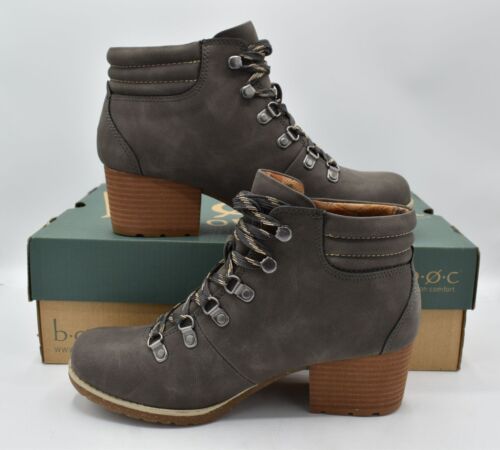 B.O.C By Born Womens Size 7 Alder Light Grey Nubuck PU Heeled Booties Boots - Picture 4 of 12