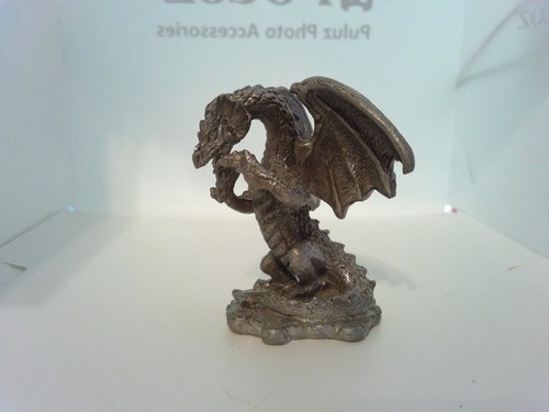 Vintage Pewter Winged Dragon Fantasy Mystical Figurine Large 3” D&D Dungeons - Imagen 6 de 7