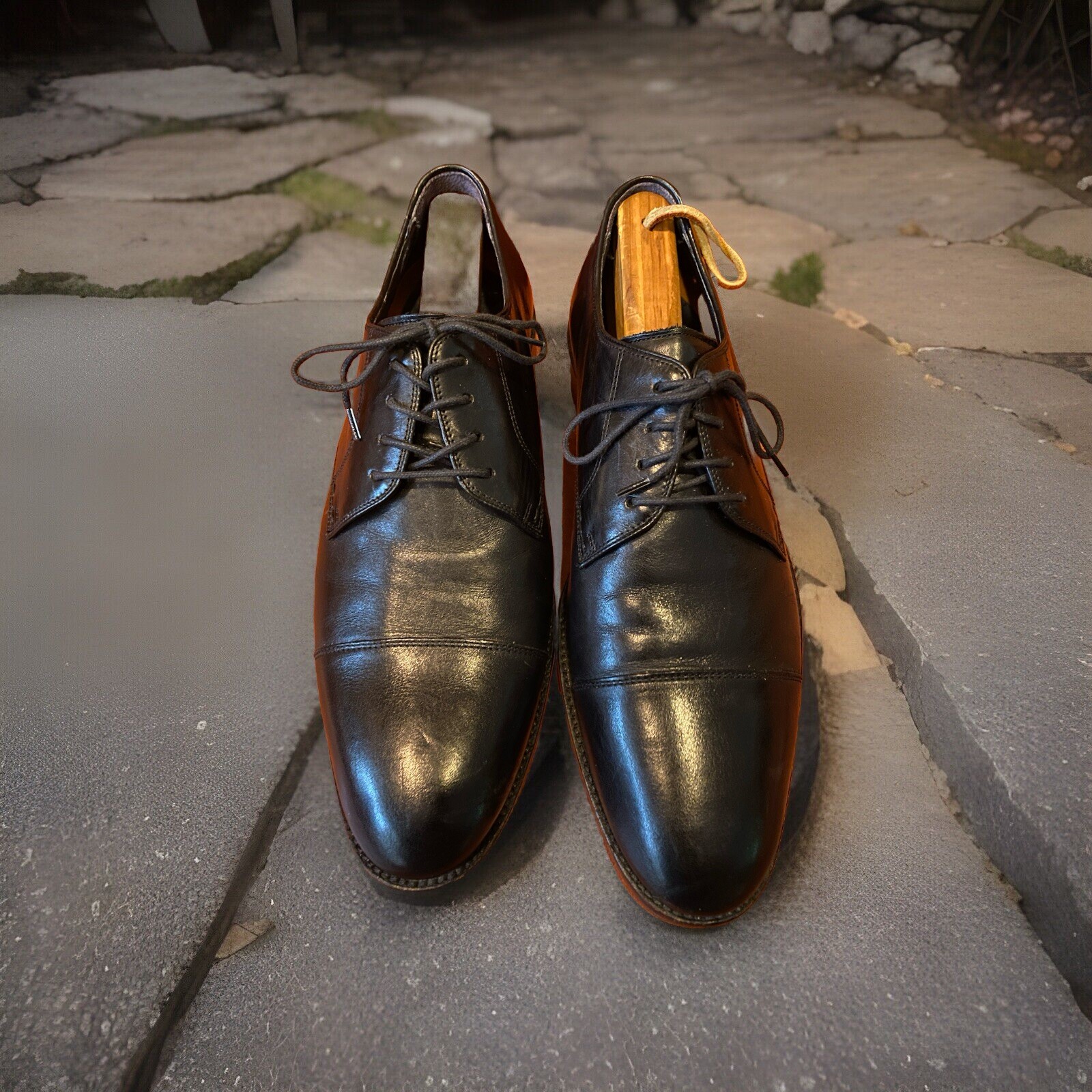 SAOLA Cole Haan Lenox Hill Cap Toe Oxfords Pelle nera C11630 Taglia 9M da uomo