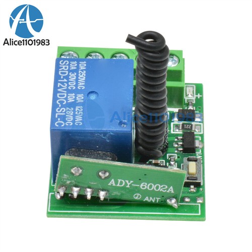 2PCS 433MHZ DC12V 10A 1CH Wireless Relay RF Remote Control Switch Receiver Kit - Bild 2 von 6