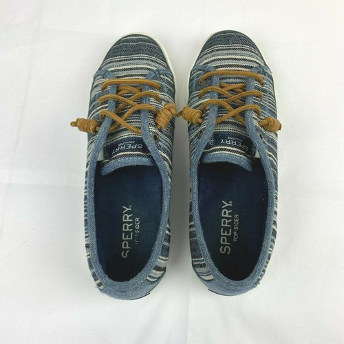 Sperry Top Sider Women's Shoes Size 8.5M Blue Gray stripes Leather Lace - Picture 5 of 7