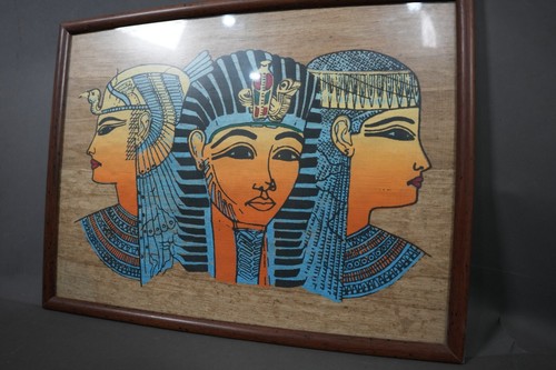 Rare Authentic Hand Painted Ancient Egyptian Papyrus Pharaoh Framed - Picture 7 of 10