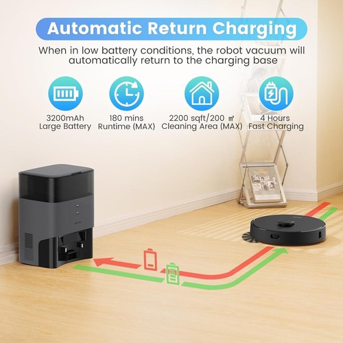 AIRROBO Self-Emptying Robotic Robot Vacuum and Mop 180Min Home Mapping - Picture 7 of 10