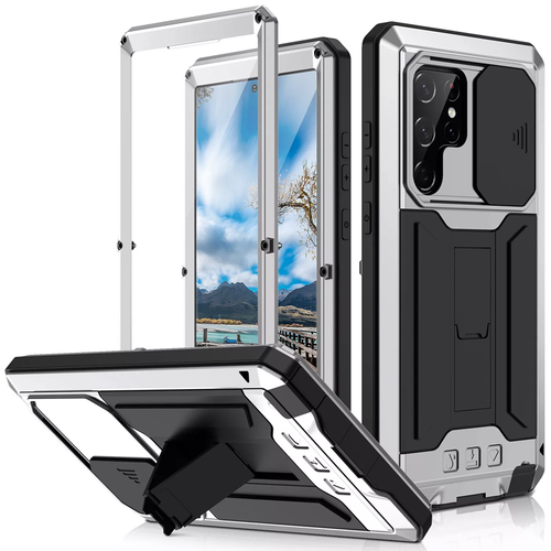 For Samsung Galaxy S24 S23 S22 Plus Ultra Aluminum Metal Supportable Phone Case - Zdjęcie 27 z 28