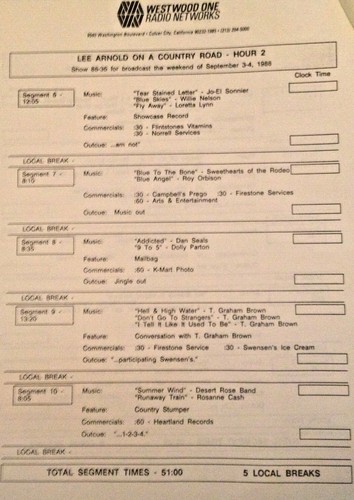 RADIO SHOW: LEE ARNOLD 9/3/88 24 MIN T.GRAHAM BROWN FEATURE;CONWAY TWITTY, ELVIS - Picture 3 of 4