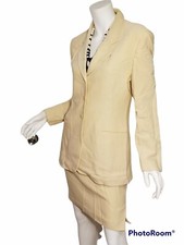 AMAZING 2 PIECES ESCADA CREAM SILK WOOL SUIT SKIRT 36- BLAZER 38/ small