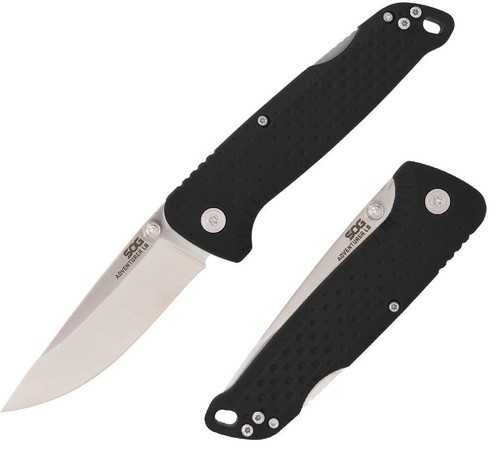 SOG Adventurer Lockback Folding Knife 3" 5Cr15MoV Steel Blade Black GFN Handle - Picture 2 of 7