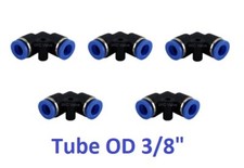 Elbow Union Hose Connector Tube OD 3/8" Push In Quick Release Fitting 5 Pieces