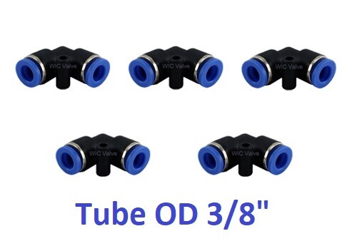 Elbow Union Hose Connector Tube OD 3/8" Push In Quick Release Fitting 5 Pieces - Picture 1 of 1