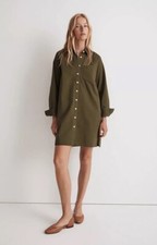 Madewell Mini Shirt Dress Green Size Medium NWT