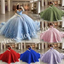 Sky Blue Quinceanera Dresses Beading Sweet 15 16 Princess Prom Party Ball Gowns