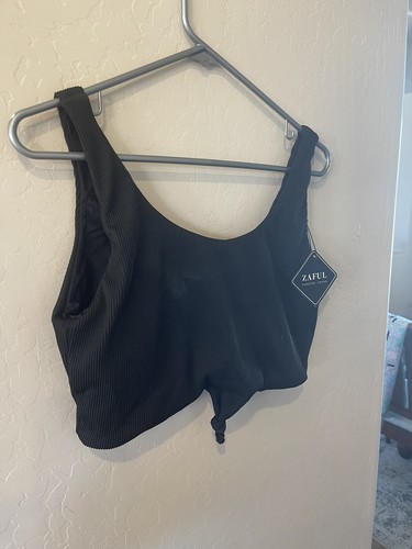 ZAFUL Women's Black Tankini Ruched High Waisted Bathing Suit Top Only Xxl New - Picture 3 of 7