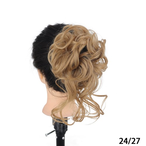 Scrunchie Updo Envoltura Rizado Desordenado Pieza de Cabello Extensión de Cabello Real como Humano - Imagen 42 de 51