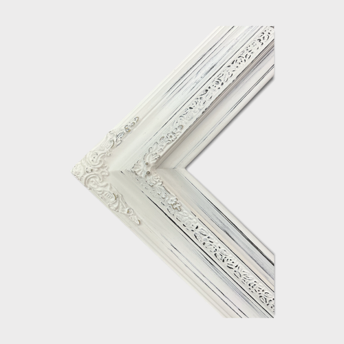 12 x 18 In Stock-Traditional compo ornate wood frame, distressed white, white. - Picture 1 of 11