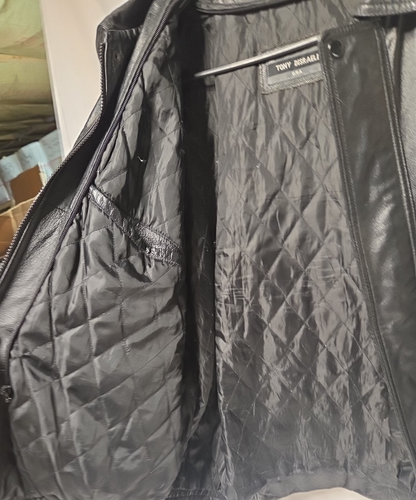 Tony Disraeli US Marine Corp Black Geniue Leather Bomber Jacket Size L USA - Bild 6 von 7