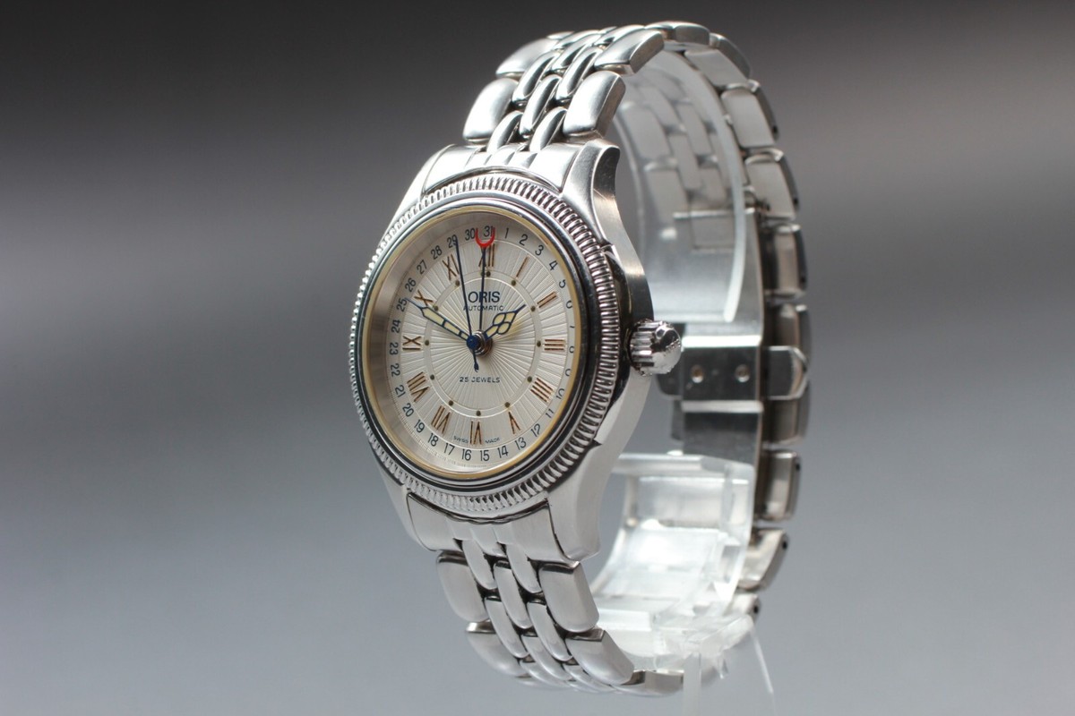 N MINT Vintage Oris Pointer Date 7465B Silver Dial 25J AT Watch from JAPAN eBay