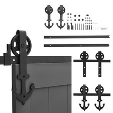 6/6FT Sliding Barn Door Hardware Single Door Rail Track Carbon Steel Hanger Kits