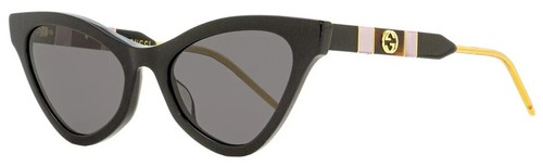 New GUCCI GG0597S 001 Black Plastic Frame Gray Solid Tint Lens Sunglasses - Picture 2 of 2