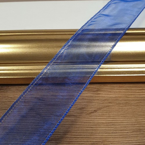 WIRED ORGANZA RIBBON 32MM WIDE Coloured See Through Clear Fabric Trim Cut Per 1M - Picture 17 of 32