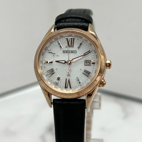 Auténtico SEIKO LUKIA 1B35-0AA0 Señoras Radio Solar Reloj Dial Oro Rosa Ti - Imagen 2 de 12