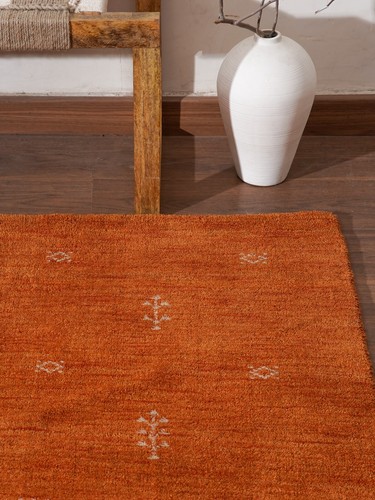 Eco-Friendly Hand Knotted Loom Wool Area Rug Contemporary Orange White BBL00501 - Picture 81 of 99
