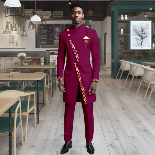 Set giacca uomo 2 pezzi tuta slim uomo abito formale per matrimonio abiti africani - Foto 6 di 18