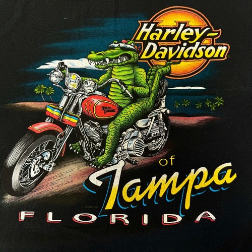 Camisa De Colección Harley Davidson Tampa Fl CRUZIN ALLIGATOR Motocicleta Motociclista LS BARBWIRE - Imagen 5 de 14