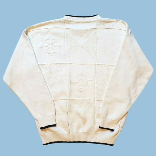 Vintage 80's McBRIAR Ivory 100% Cotton pullover Crew Neck Sweater Mens Large - Picture 3 of 5