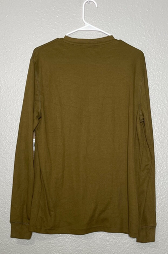 Frye & Co. Shirt Men Large Olive Waffle Knit Long Sleeve Crew Neck Graphic Print - Picture 3 of 4