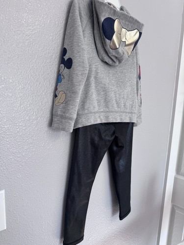 Gap Kids Disney Mickey & Minnie Mouse Hoodie Sz 4 With 4-5 Mettalic Leggings - Picture 10 of 15