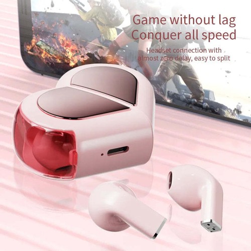 New Fashionable Bluetooth Wireless Headphone Heart Shaped TWS Headset Women'S He - Afbeelding 5 van 9