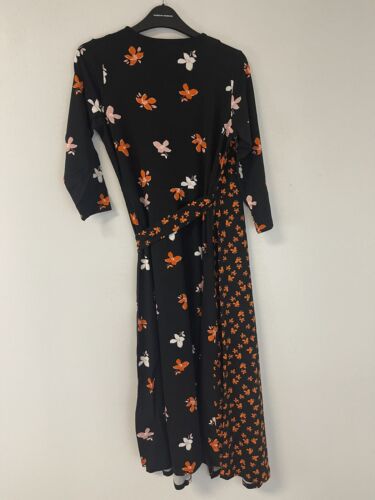 Dorothy Perkins Wrap Dress 8 Maternity Floral Stretch Viscose Maxi Black N4 - Picture 4 of 12