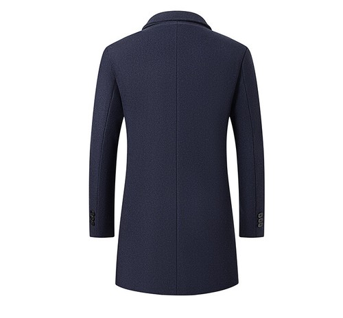 Men's Korean Casual Woolen Coat Mid-length Removable Hood Business Warm Jackets - Bild 7 von 17