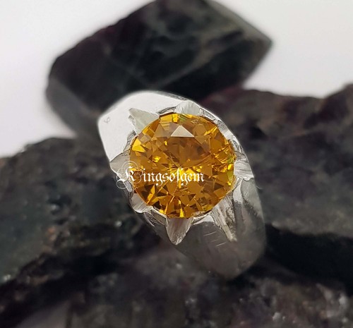 Anillo de plata de ley 925 con circón amarillo diseño hecho a mano anillo de piedras preciosas regalo para ella - Imagen 2 de 7