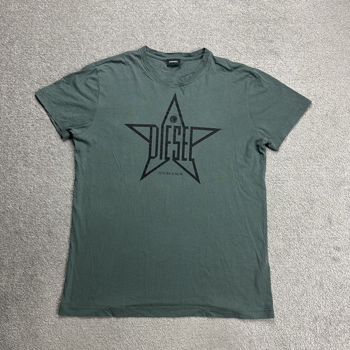 T-shirt uomo Diesel manica corta taglia XL slim fit stampa stella logo 23908 verde