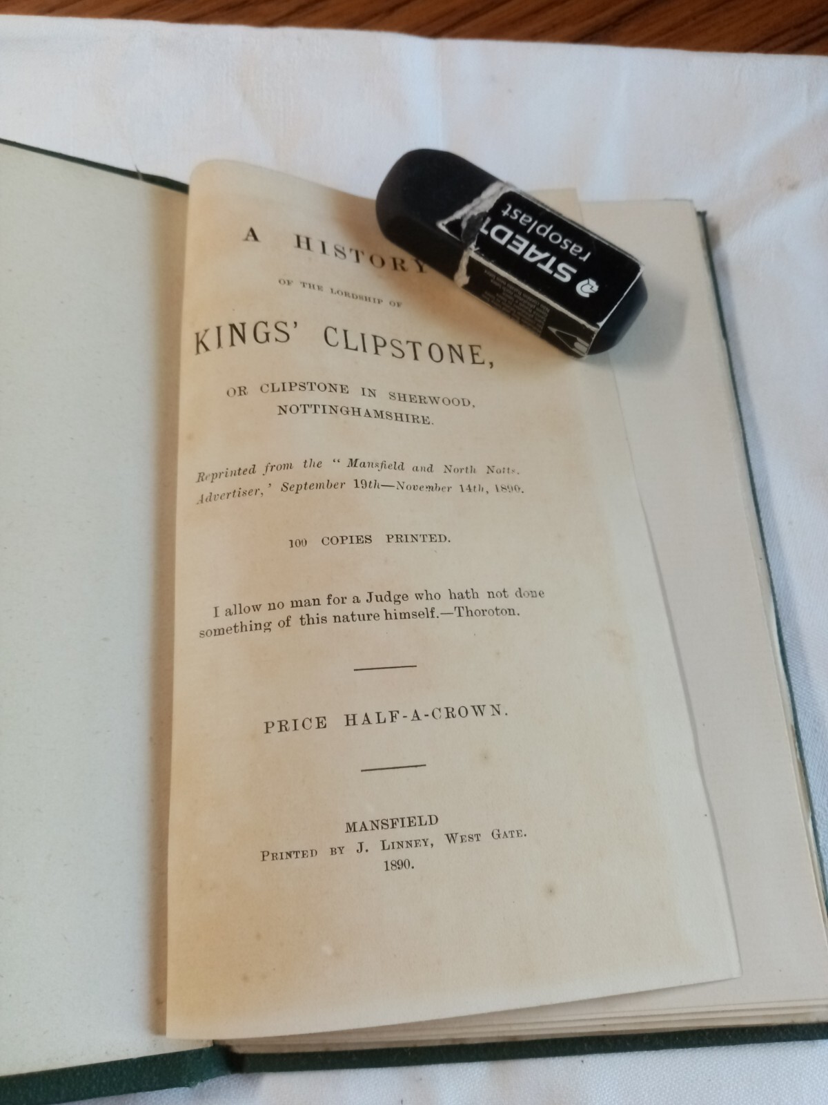 a history of the lordship of kings clipstone,a.stapleton,1890 eBay