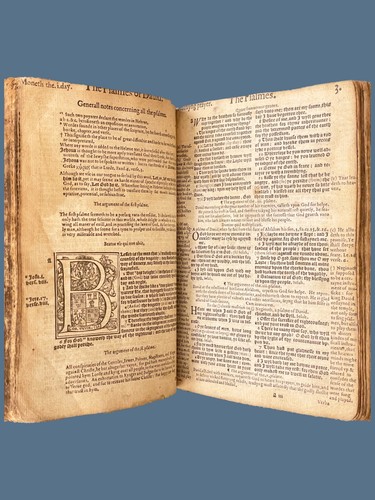 1569 First Edition Quarto Bishops’ Bible with Clasps - Geneva Woodcuts Maps - Picture 10 of 14